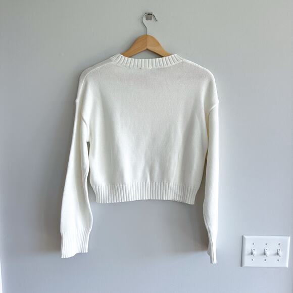 Express Knit Cropped Sweater White XS NWT - Picture 2 of 9